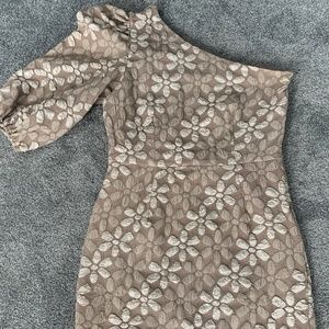 Asymmetrical Mini Dress in Cream and Sand